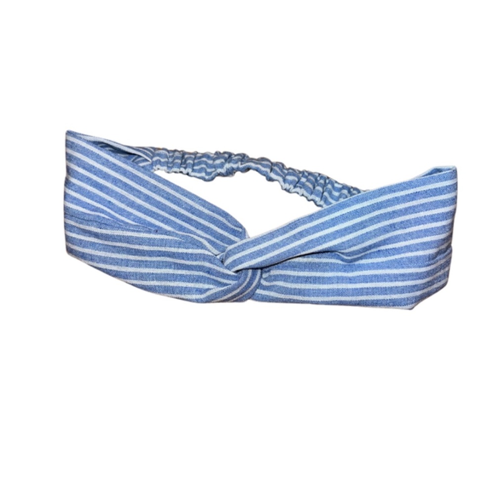 Blue & White Crossover Striped Headband
